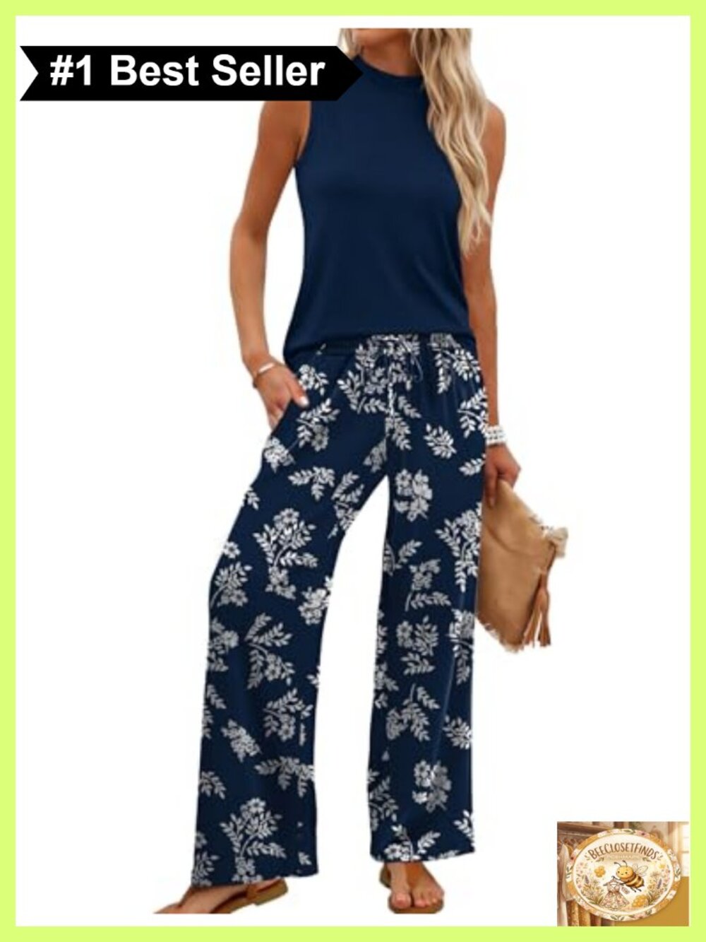 Wide Leg Pant Set Mock Neck Sleeveless Crop Top Travel Outfit
